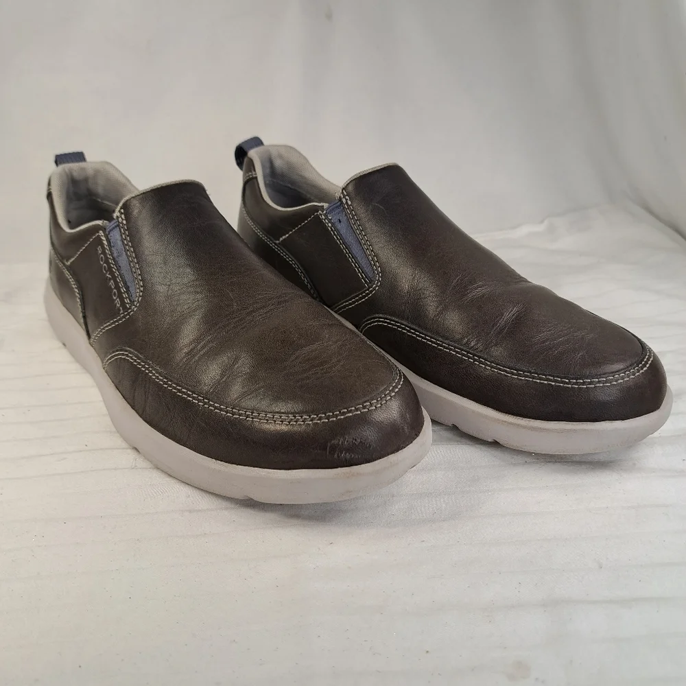ROCKPORT Dark Gray Leather Slip On truWALK Sneakers Men's Size 8